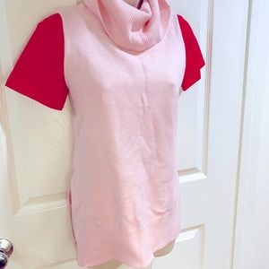 Turtle neck pink sleeveless sweater